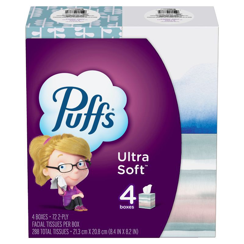 slide 5 of 14, Puffs Ultra Soft Facial Tissue - 4pk/72ct, 288 ct