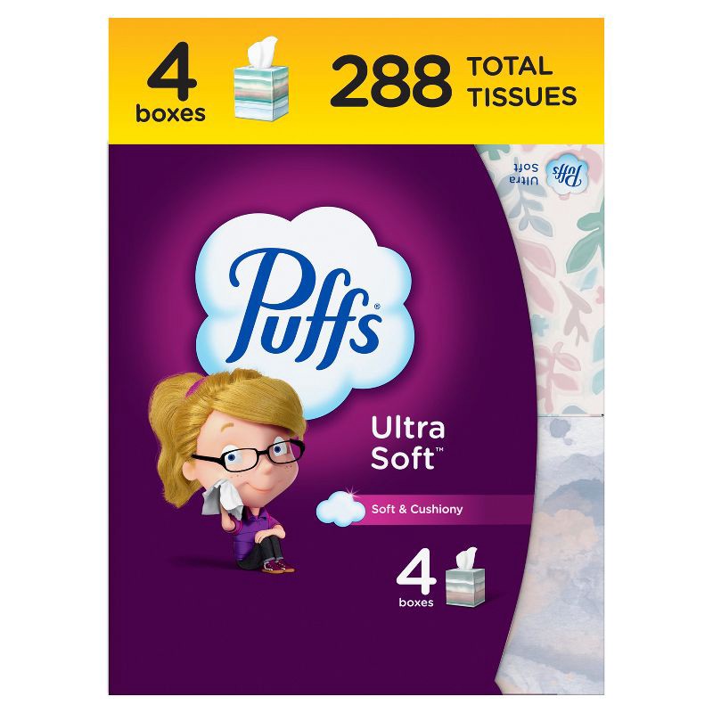 slide 1 of 16, Puffs Ultra Soft Facial Tissue - 4pk/72ct, 288 ct