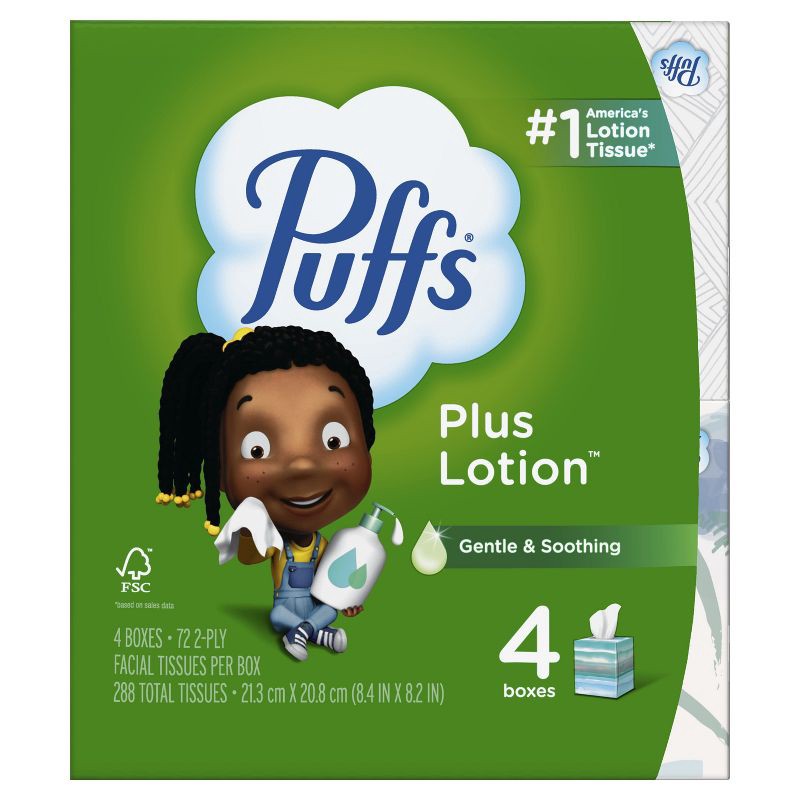 slide 2 of 13, Puffs Plus Lotion Facial Tissue - 4pk/72ct, 4 ct, 72 ct