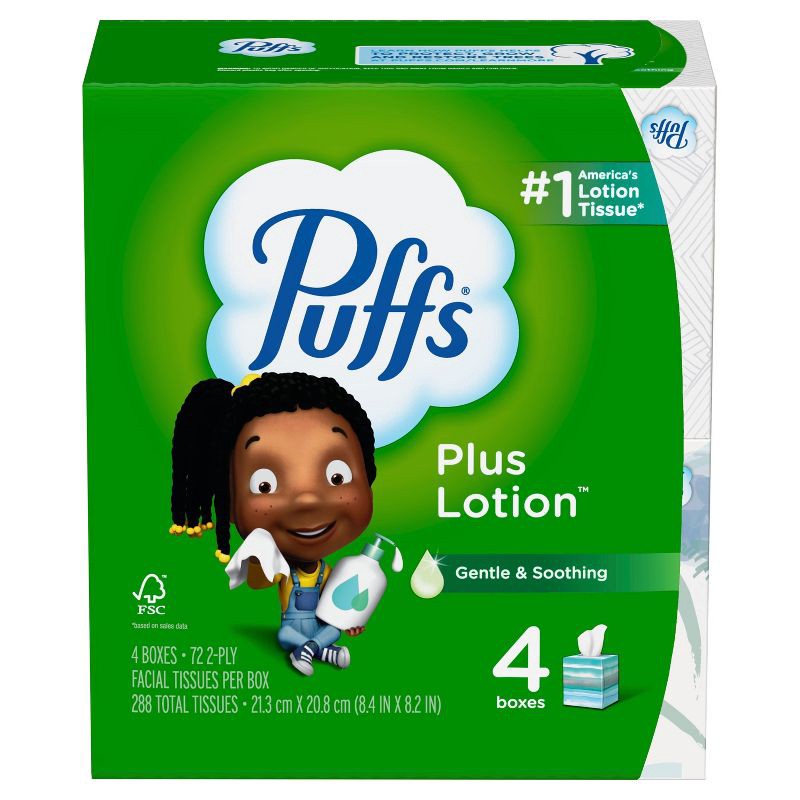 slide 13 of 16, Puffs Plus Lotion Facial Tissue - 4pk/288ct, 4 ct, 288 ct