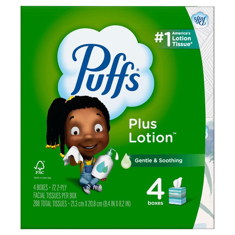 slide 6 of 13, Puffs Plus Lotion Facial Tissue - 4pk/72ct, 4 ct, 72 ct