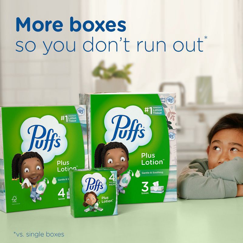 slide 9 of 13, Puffs Plus Lotion Facial Tissue - 4pk/72ct, 4 ct, 72 ct