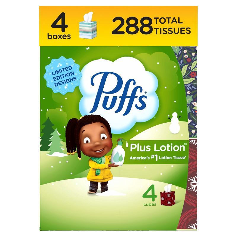 slide 1 of 16, Puffs Plus Lotion Facial Tissue - 4pk/288ct, 4 ct, 288 ct