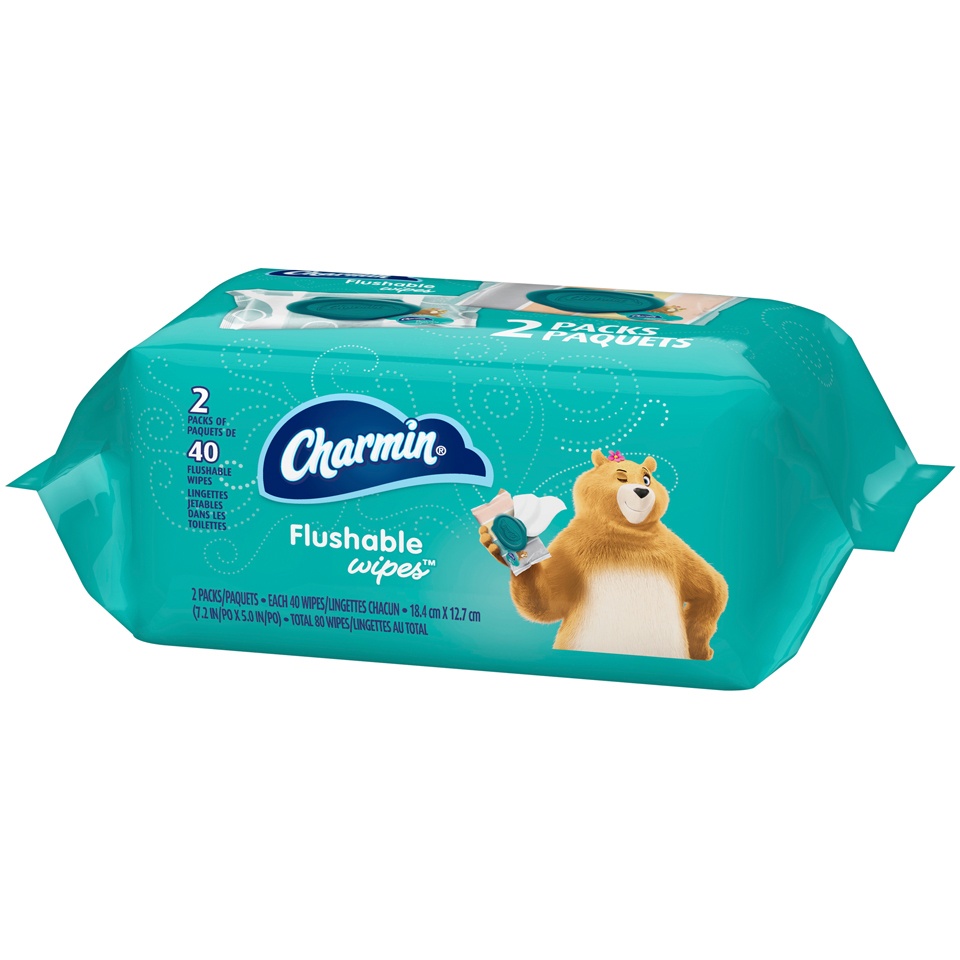 slide 2 of 3, Charmin Flushable Wipes, 2 ct; 40 ct