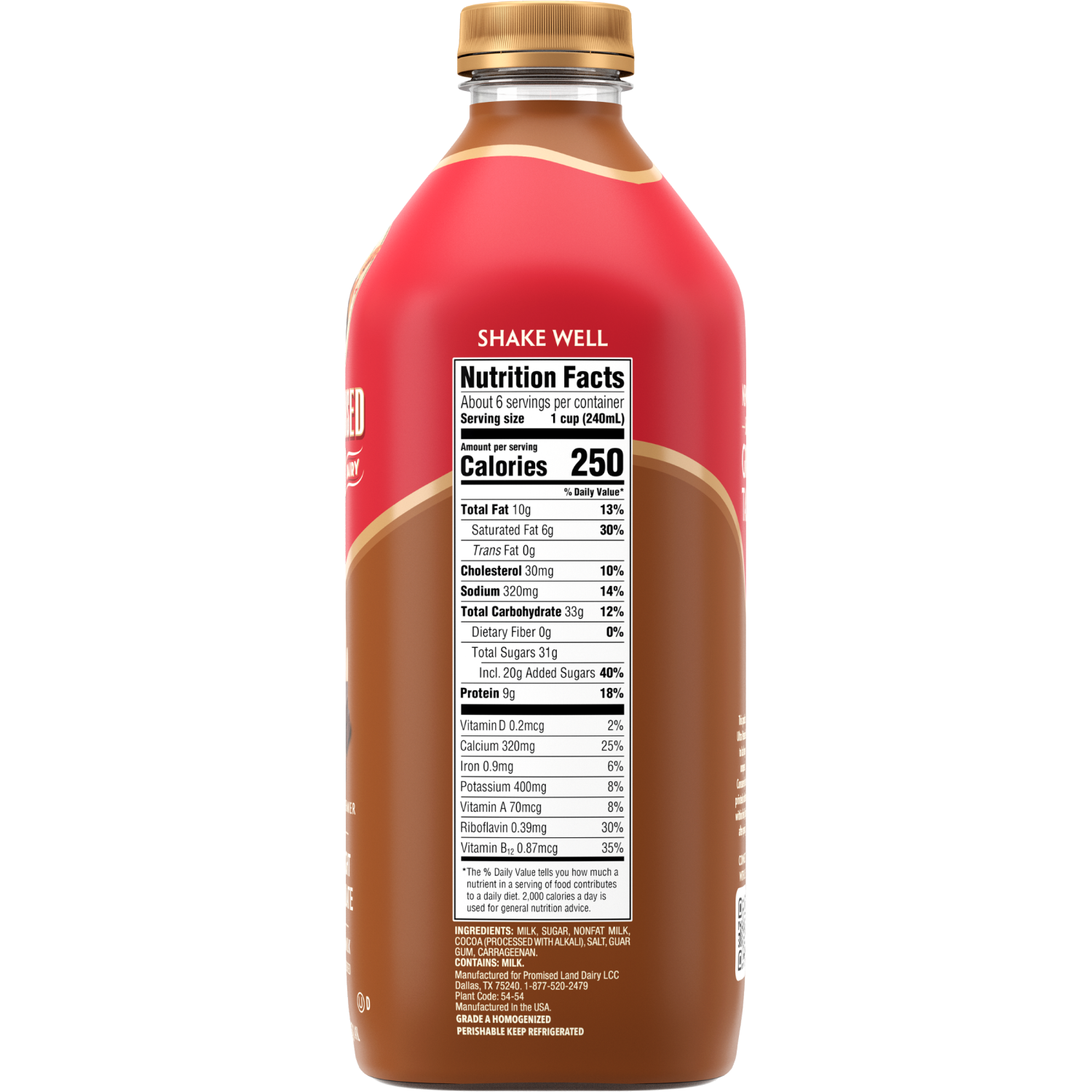 slide 3 of 3, Promised Land Dairy Midnight Chocolate Whole Milk - 48 fl oz, 48 fl oz