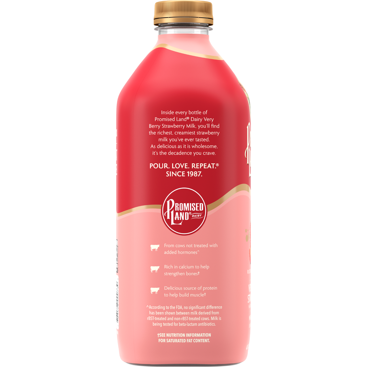 slide 2 of 3, Promised Land Dairy Very Berry Strawberry Whole Milk 48 fl oz, 48 fl oz
