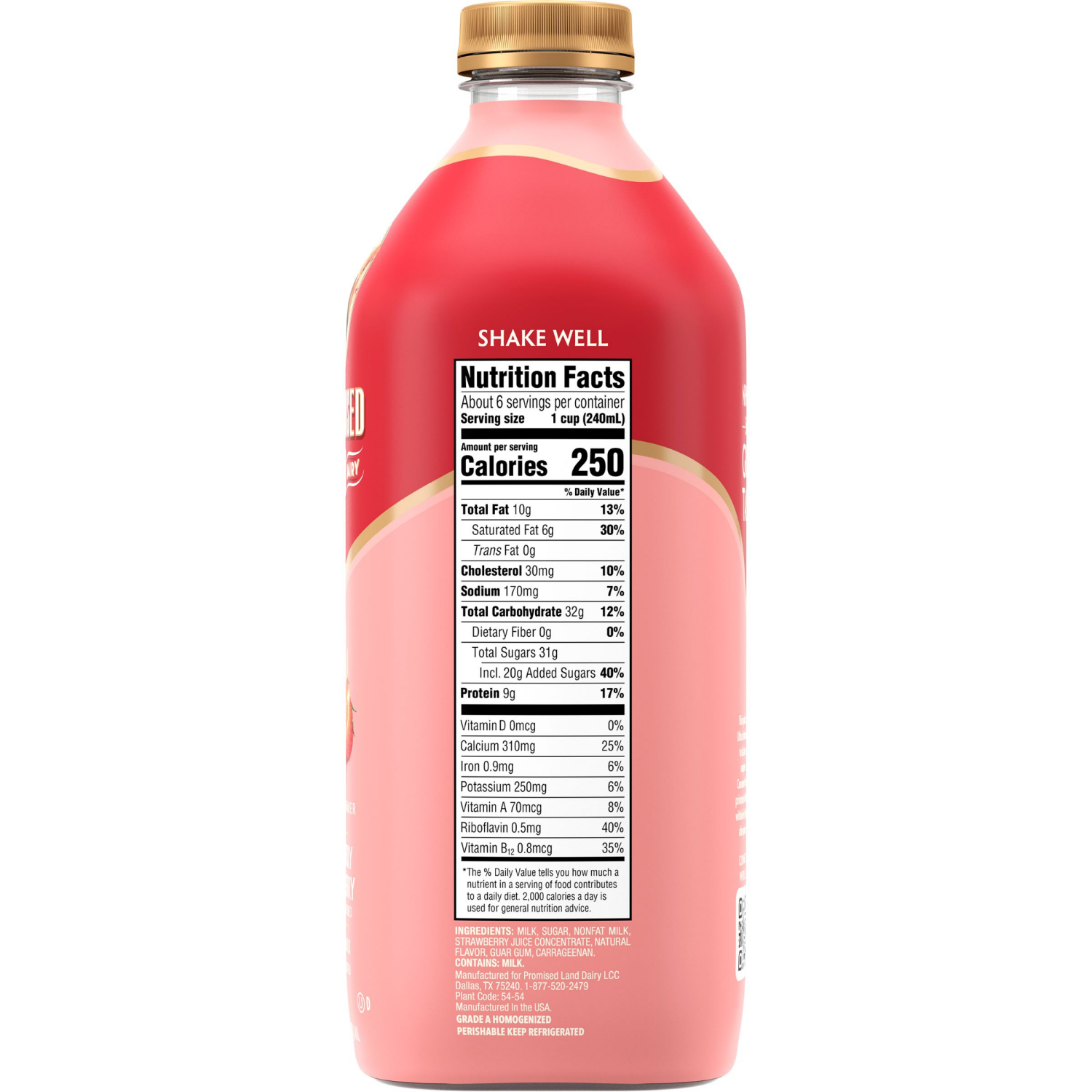 slide 3 of 3, Promised Land Dairy Very Berry Strawberry Whole Milk 48 fl oz, 48 fl oz