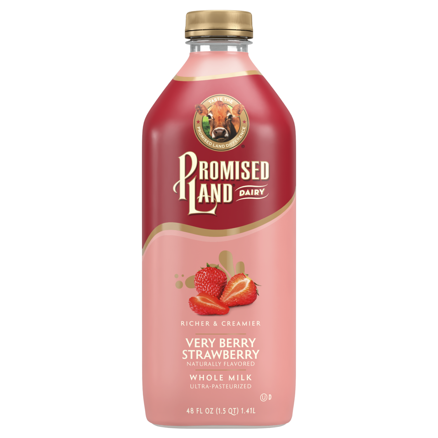 slide 1 of 3, Promised Land Dairy Very Berry Strawberry Whole Milk 48 fl oz, 48 fl oz