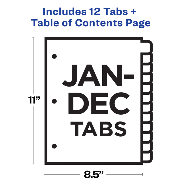 slide 2 of 8, Avery Ready Index Table Of Contents Dividers, Jan.-Dec. Tab, Multicolor, 1 ct