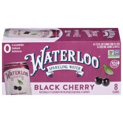 Waterloo Black Cherry Sparkling Water 8 - 12 fl oz Cans