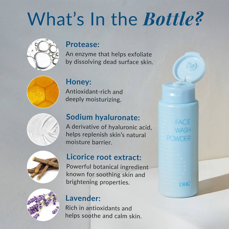 slide 5 of 7, DHC Face Wash Powder Cleanser + Enzyme Exfoliator- 1.7oz, 1.7 oz