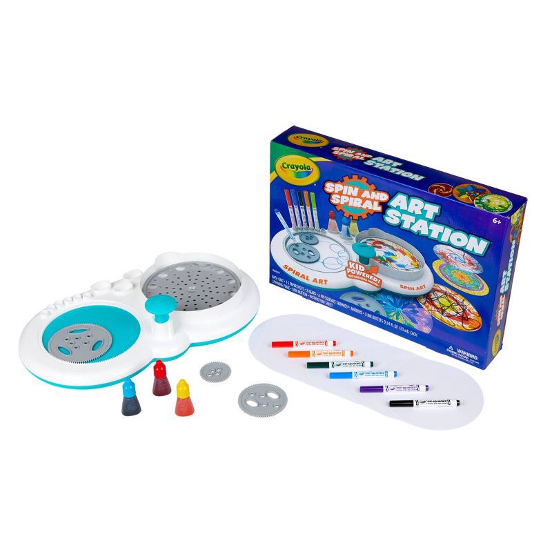 slide 2 of 6, Crayola Spin & Spiral Art Station Activity Kit: DIY Craft Kit for Kids, Includes Markers & Paper, Toys for 6 Year Olds, 1 ct