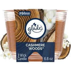 Glade 3 Wick Scented Candle in Glass Jar - Cashmere Woods - 6.8oz