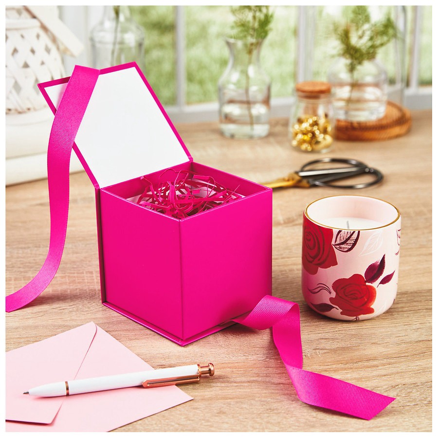slide 5 of 5, Hallmark Small Gift Box With Shredded Paper Filler, Hot Pink, 1 ct
