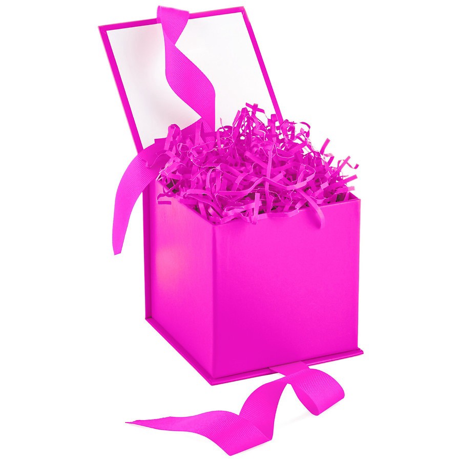 slide 2 of 5, Hallmark Small Gift Box With Shredded Paper Filler, Hot Pink, 1 ct