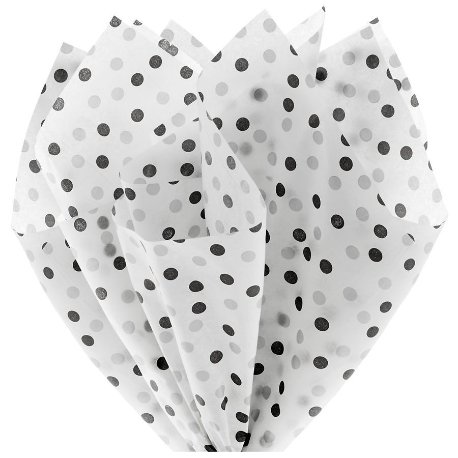 slide 2 of 3, Hallmark Tissue Paper, Black and Silver Polka Dots, 6 Sheets, 6 ct