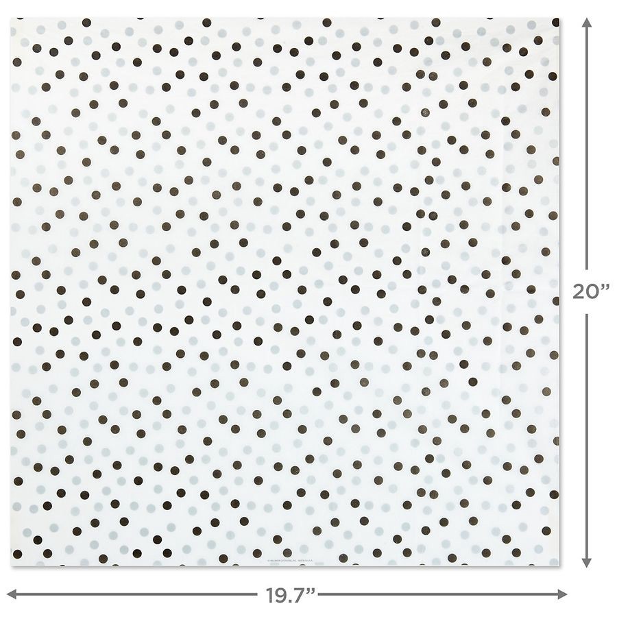 slide 3 of 3, Hallmark Tissue Paper, Black and Silver Polka Dots, 6 Sheets, 6 ct
