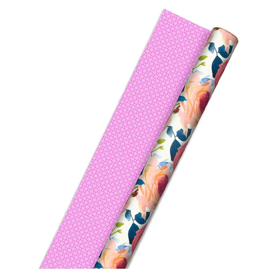 slide 1 of 1, Hallmark Mixed Watercolor Reversible Roll Wrap, 1 ct