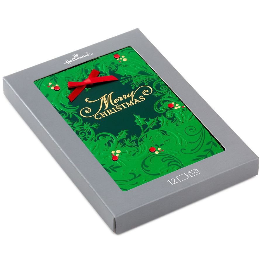 slide 2 of 5, Hallmark Boxed Christmas Cards (Wreath and Holly)(B8), 12 ct