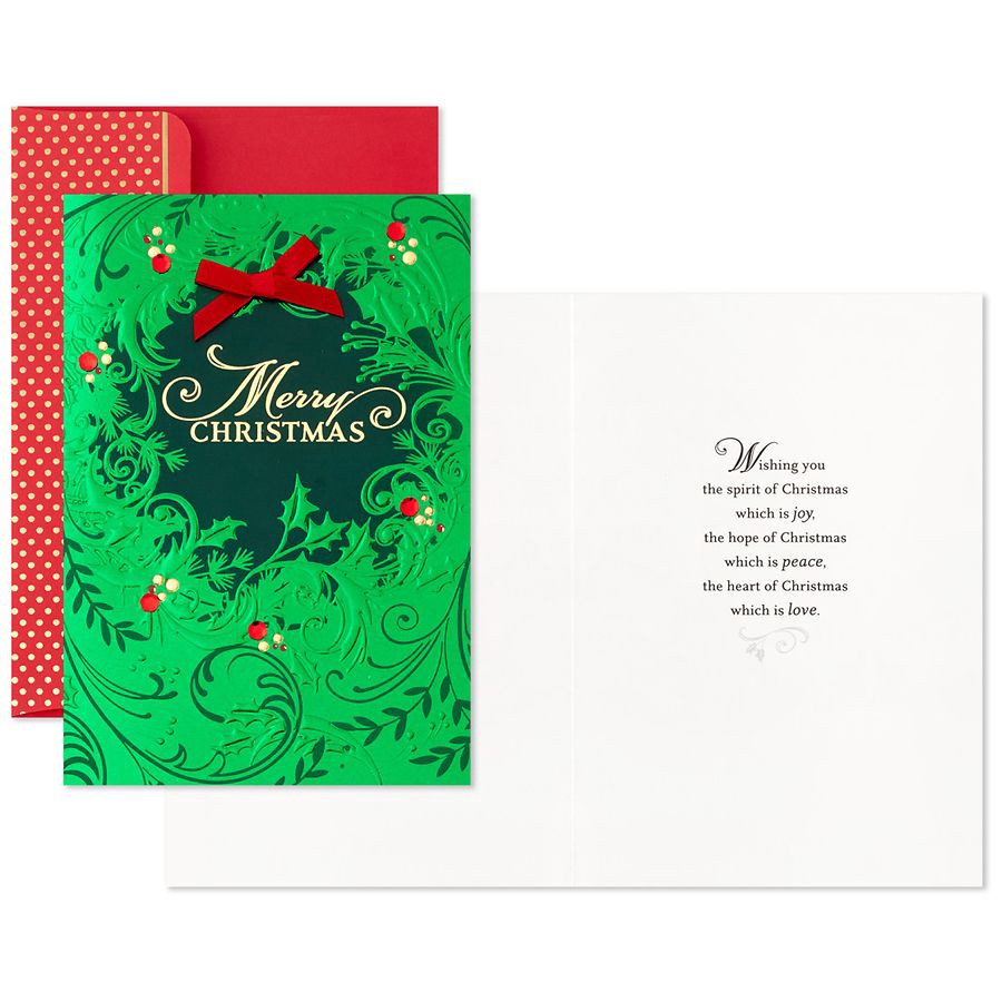 slide 4 of 5, Hallmark Boxed Christmas Cards (Wreath and Holly)(B8), 12 ct