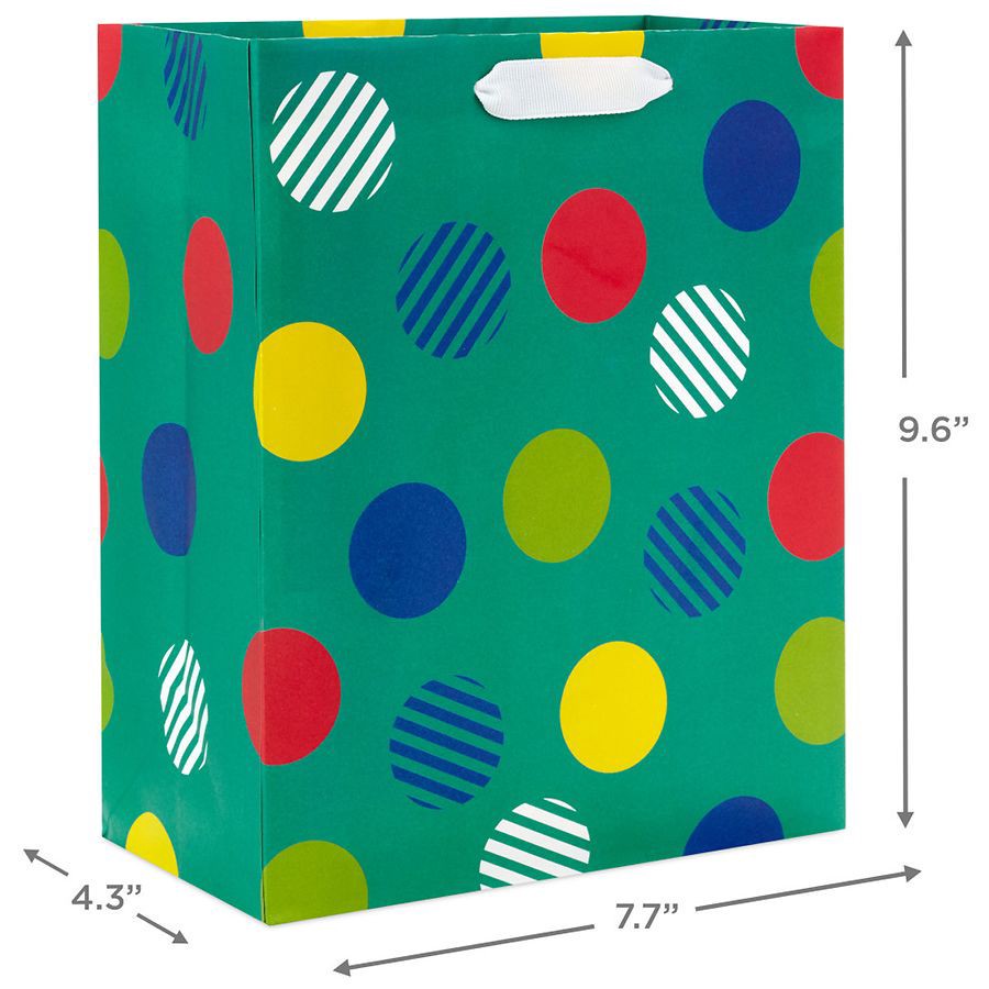 slide 4 of 4, Hallmark Gift Bag (Dots on Teal) for Birthdays, Graduations, Bridal Showers, 1 ct