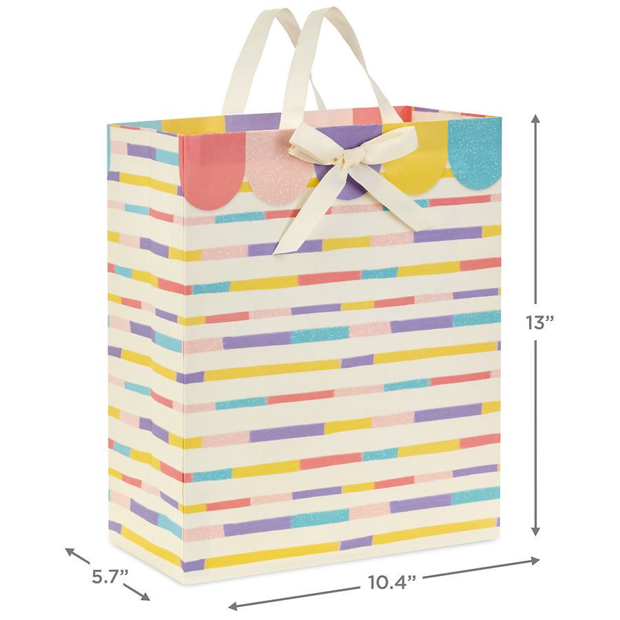 slide 2 of 4, Hallmark Gift Bag (Pastel Glitter Stripes) for Baby Showers, Birthdays, 1 ct