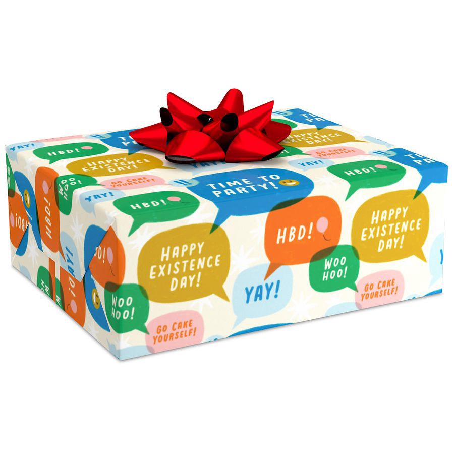 slide 5 of 5, Hallmark Birthday Wrapping Paper (Text Bubbles), 1 ct