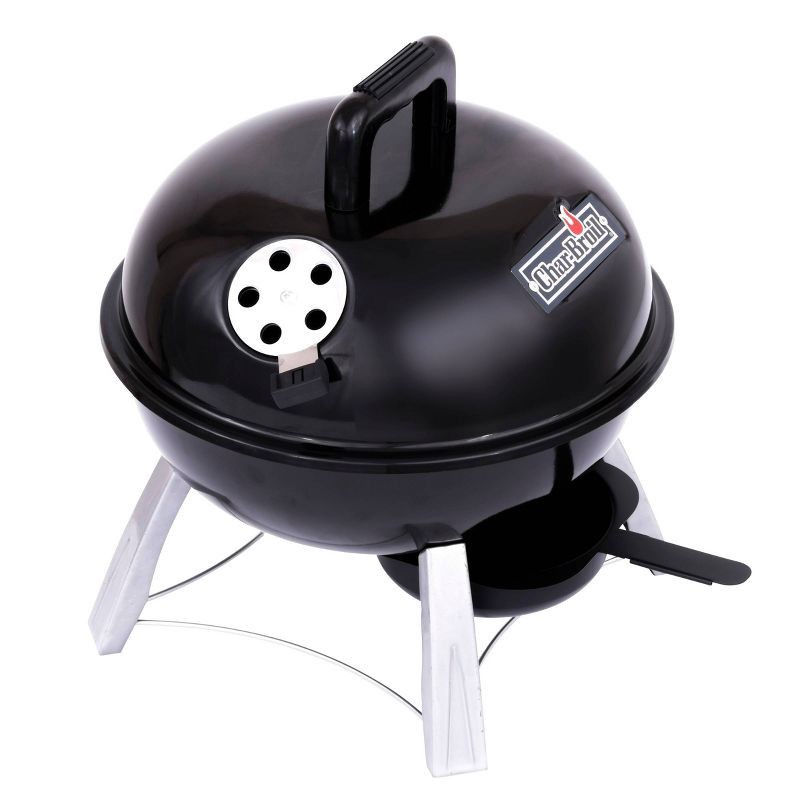 slide 3 of 7, Char-Broil 14" Portable Kettle Charcoal Grill Black Model 13301719: Outdoor BBQ, Compact, Weather-Resistant, 1 ct