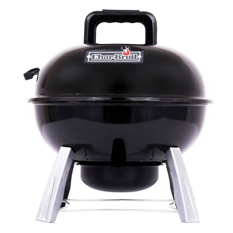 slide 2 of 7, Char-Broil 14" Portable Kettle Charcoal Grill Black Model 13301719: Outdoor BBQ, Compact, Weather-Resistant, 1 ct