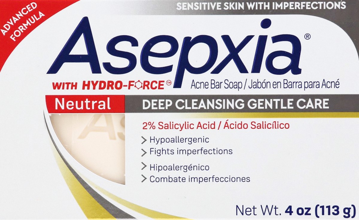 slide 1 of 9, Asepxia Acne Bar Soap Neutral Gentle Care Salicylic Acid 2%, 4 oz