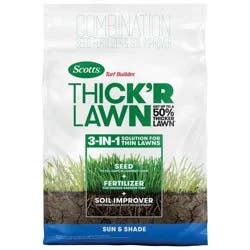 Scotts 3-in-1 Thick'R Lawn Sun & Shade Soil: Soil Improver, Seed, Fertilizer, 50% Thicker Lawn