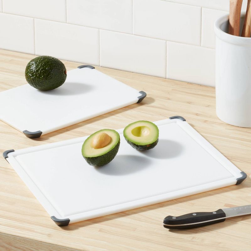 2-Piece Non-Slip Poly Cutting Board Set, Grey, Sold by at Home