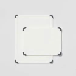 2pc Nonslip Poly Cutting Board Set White - Made By Design