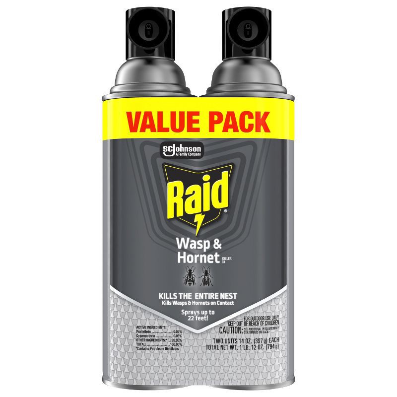 slide 9 of 12, Raid Wasp and Hornet Spray - 2ct/14oz each, 2 ct; 14 oz