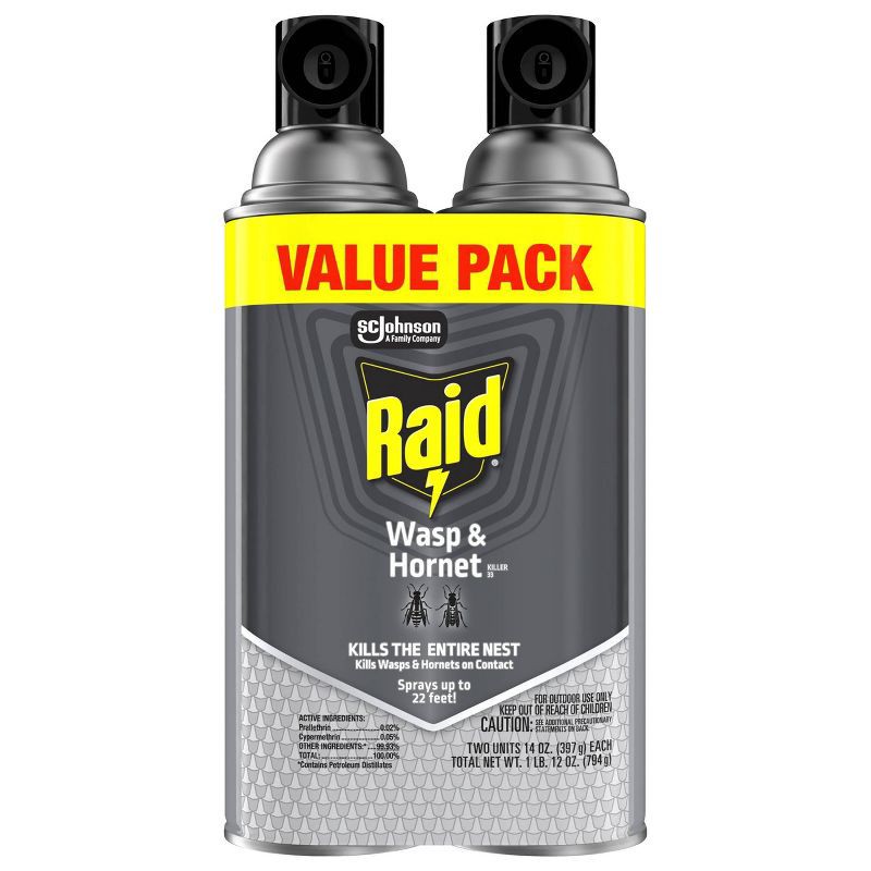 slide 9 of 12, Raid 14oz 2ct Wasp & Hornet KillerTwin Pack, 14 oz
