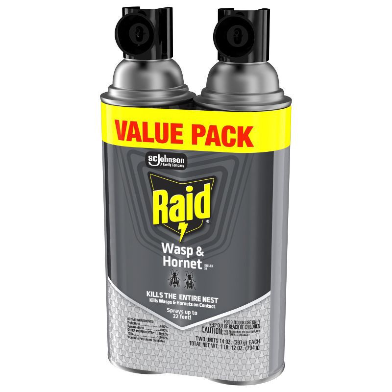 slide 11 of 12, Raid Wasp and Hornet Spray - 2ct/14oz each, 2 ct; 14 oz