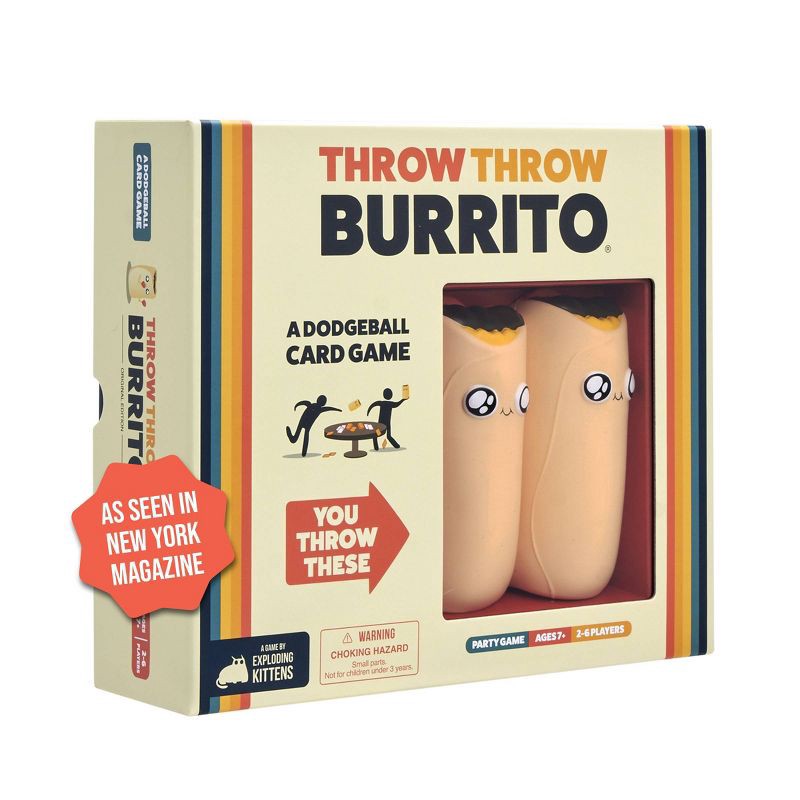 slide 1 of 7, Throw Throw Burrito by Exploding Kittens - A Dodgeball Card Game: Quick 15-Minute Party Fun with 2-6 Players, 1 ct