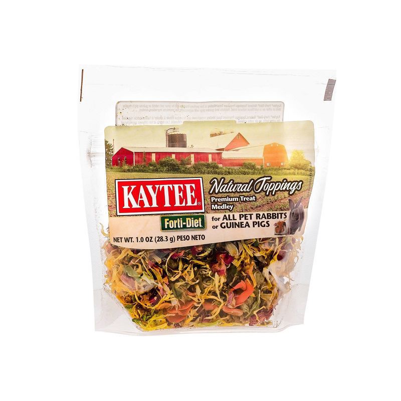 slide 1 of 4, Kaytee Natural Toppings with Carrot & Strawberry Rabbit, Guinea Pig Treats - 1oz, 1 oz