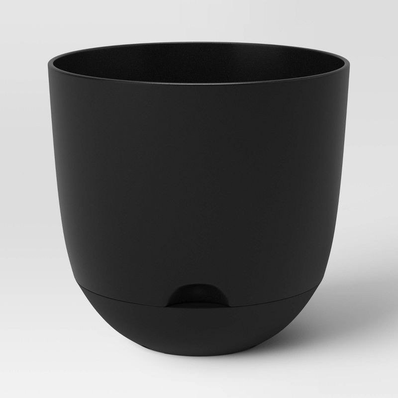 slide 1 of 4, Self-Watering Plastic Indoor Outdoor Planter Pot Black 16"x16" - Room Essentials™: Polypropylene, Freestanding Garden Container, 1 ct