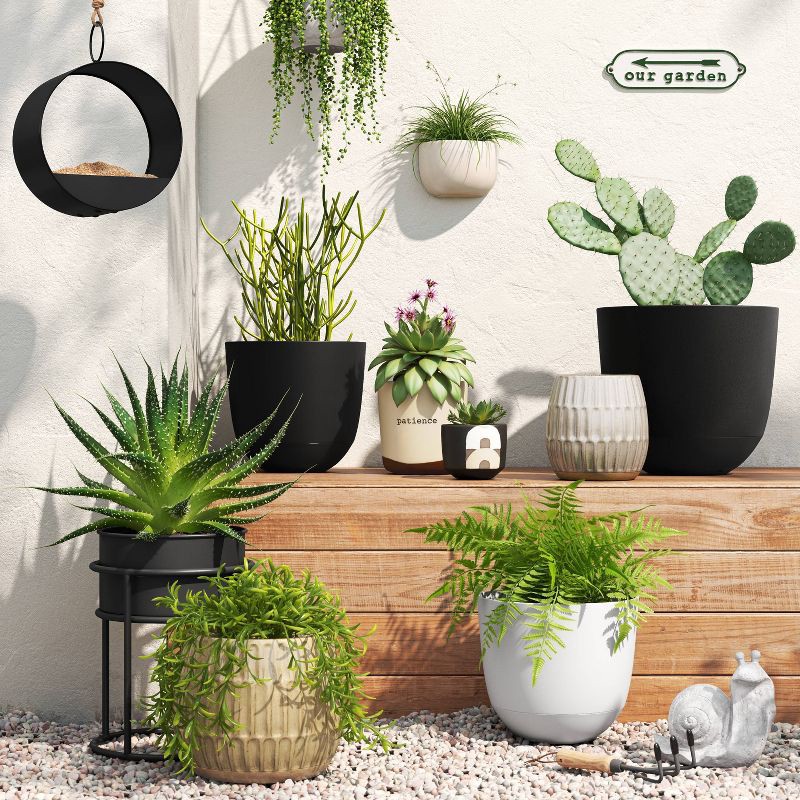 slide 2 of 4, Self-Watering Plastic Indoor Outdoor Planter Pot Black 12"x12" - Room Essentials™: Durable, Freestanding, 1 ct