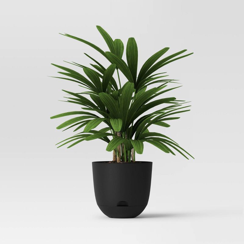 slide 3 of 4, Self-Watering Plastic Indoor Outdoor Planter Pot Black 12"x12" - Room Essentials™: Durable, Freestanding, 1 ct