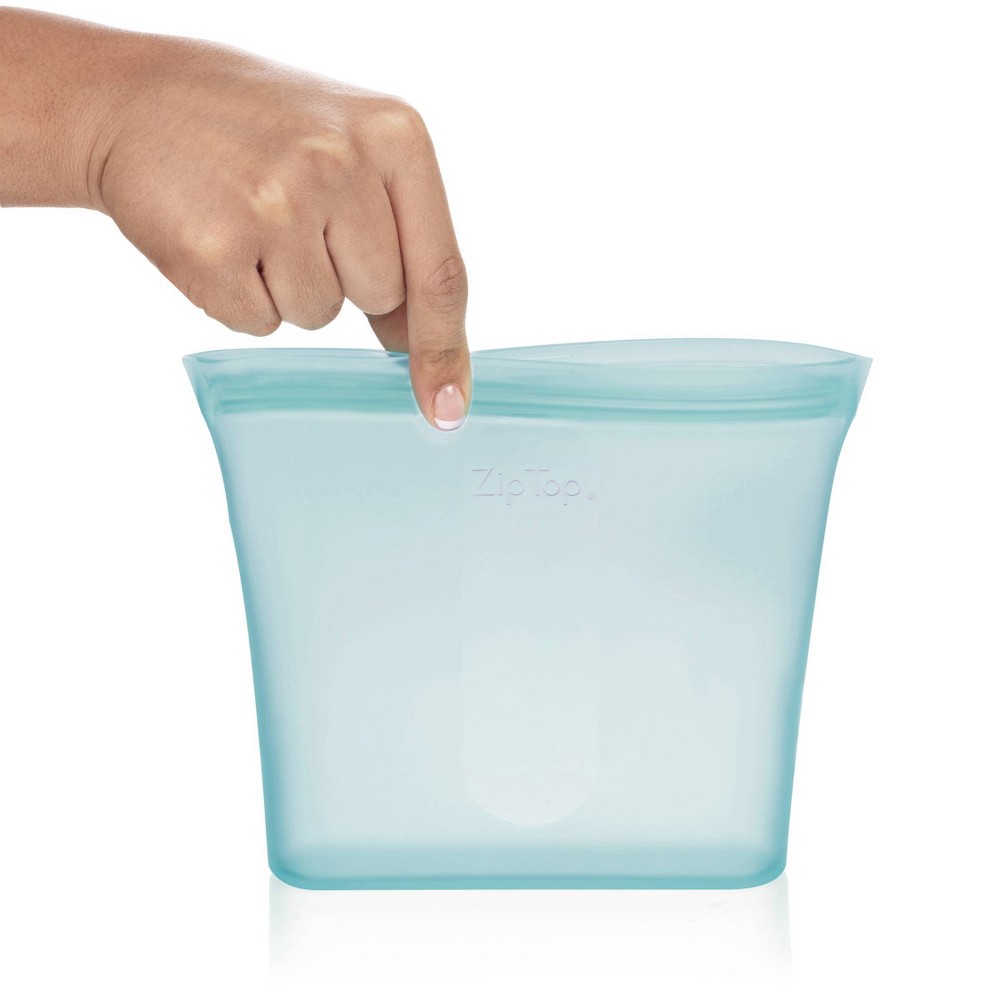 slide 3 of 5, Zip Top Reusable 100% Platinum Silicone Container - Sandwich Bag - Teal, 24 oz
