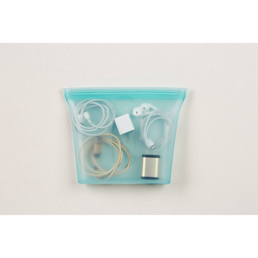 slide 5 of 5, Zip Top Reusable 100% Platinum Silicone Container - Sandwich Bag - Teal, 24 oz