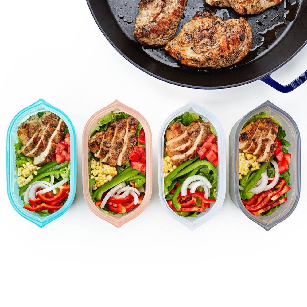 slide 6 of 6, Zip Top 32oz Reusable 100% Platinum Silicone Container Large - Teal, 1 ct