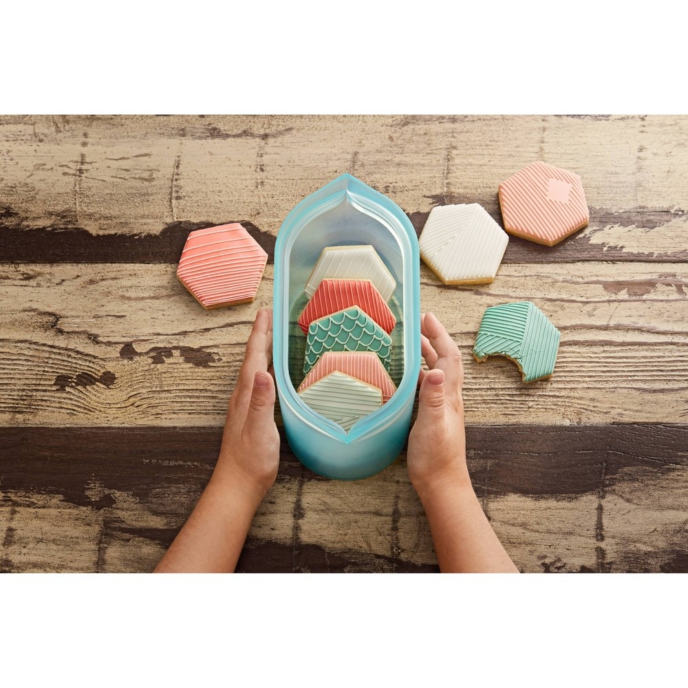 slide 4 of 5, Zip Top 16oz Reusable 100% Platinum Silicone Container - Teal, 1 ct