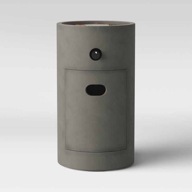 slide 1 of 2, 17" Pipestone Outdoor Column Fire Pit Gray - Threshold™: Modern Propane Gas Firepit with Lava Rock and Cover, 1 ct