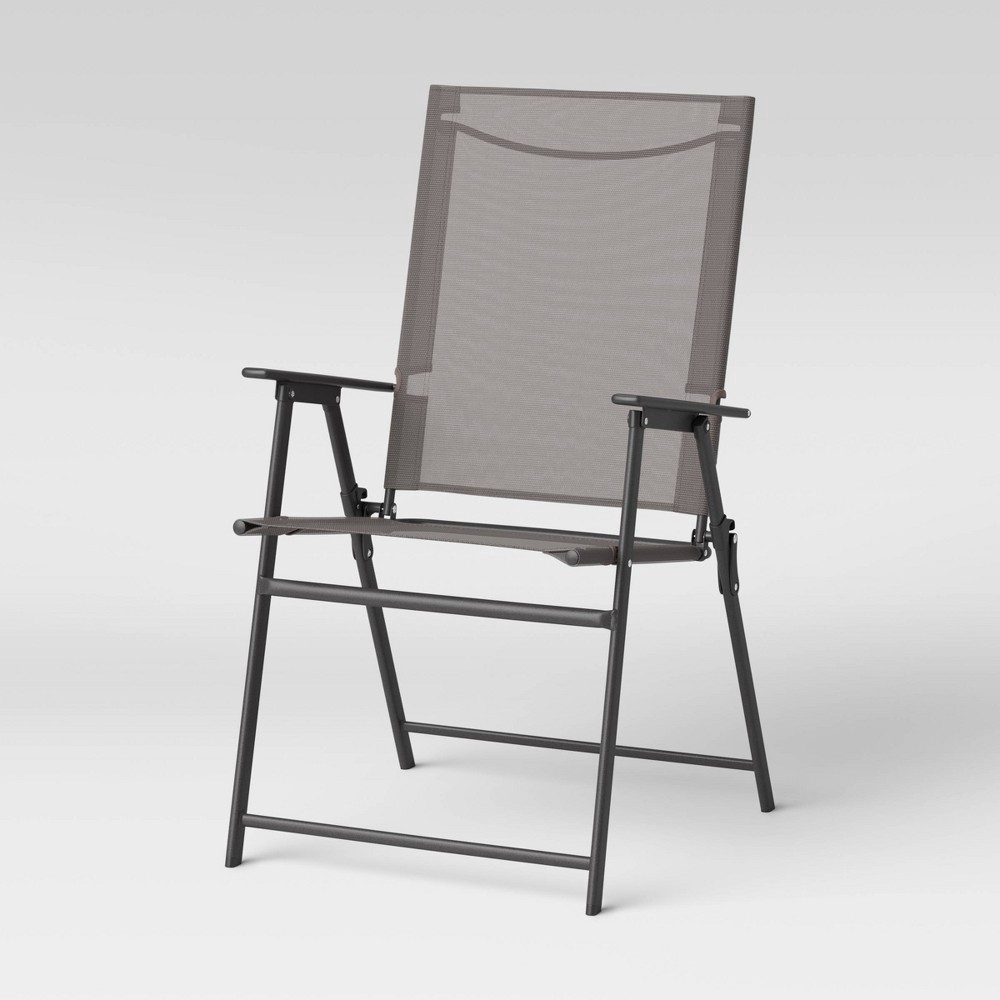 slide 2 of 4, Sling Folding Patio Chair Gray - Room Essentials, 1 ct