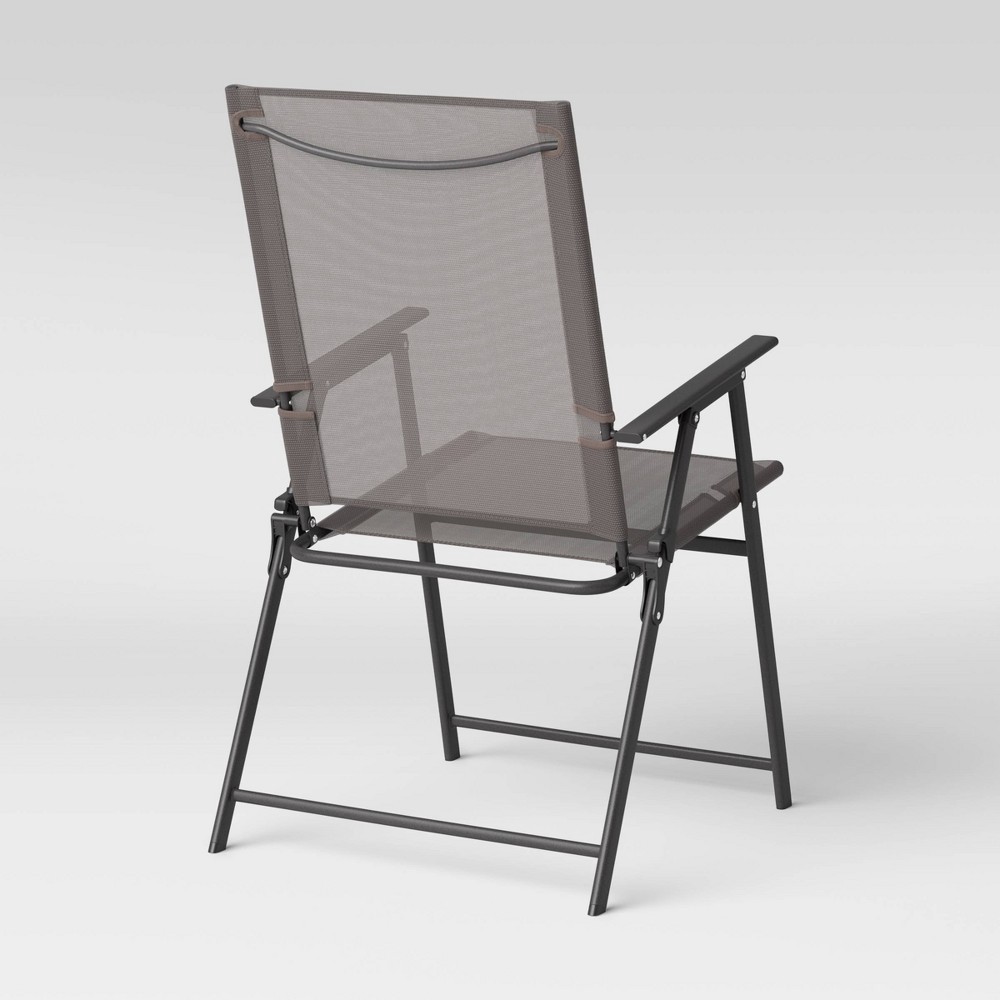 slide 3 of 4, Sling Folding Patio Chair Gray - Room Essentials, 1 ct