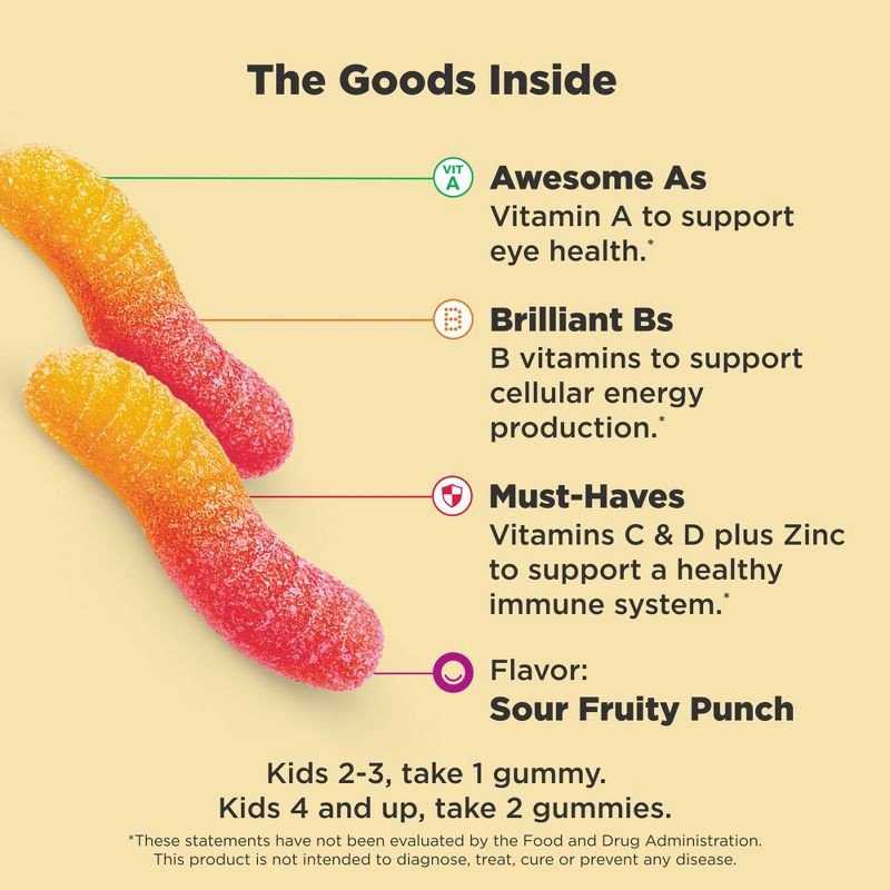 slide 3 of 9, OLLY Kids' Multivitamin Gummy Worms - 70ct, 70 ct