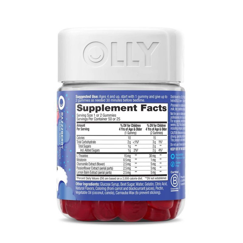 slide 3 of 5, OLLY Kids' Sleep Gummies with .5mg Melatonin - Raspberry - 50ct, .5mg, 50 ct